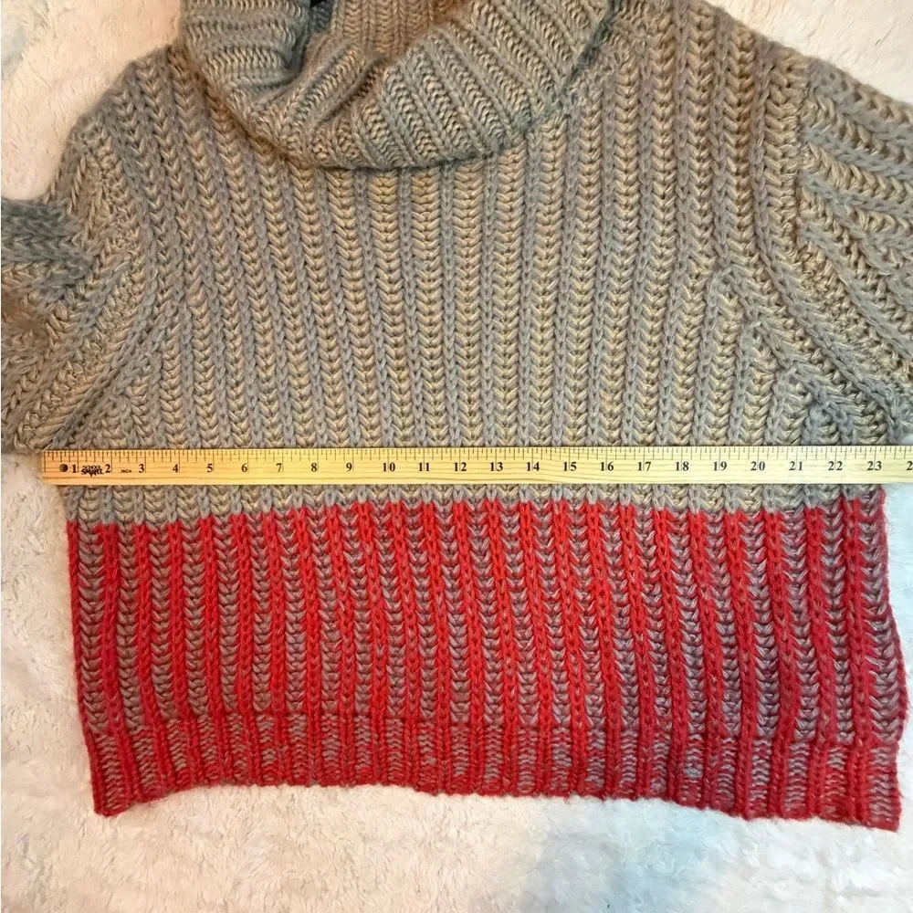 Cliché Chunky Knit Boxy Cowl Neck Sweater M Colorblock - Picture 5 of 11